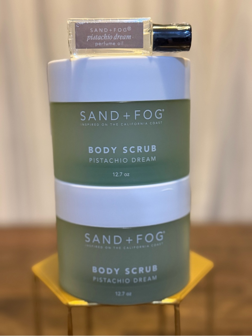 Sand + Fog Pistachio Dream Body Scrub and Oil Roller Set